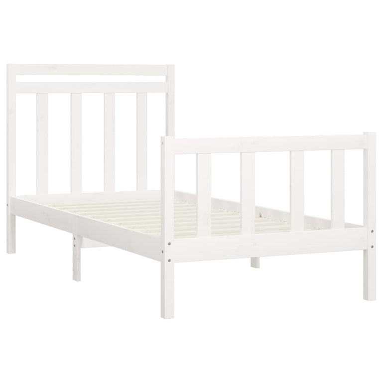 Bedframe massief grenenhout wit 90x200 cm