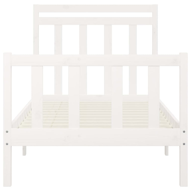 Bedframe massief grenenhout wit 90x200 cm