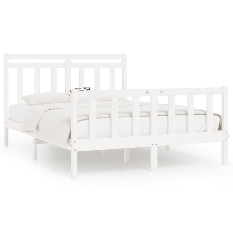 Bedframe massief grenenhout wit 120x200 cm