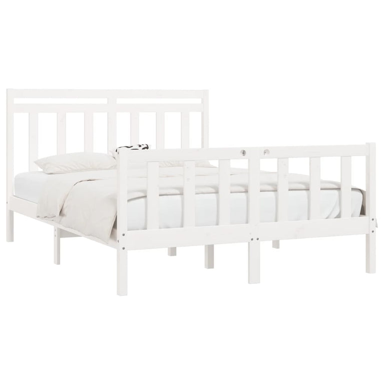 Bedframe massief grenenhout wit 120x200 cm