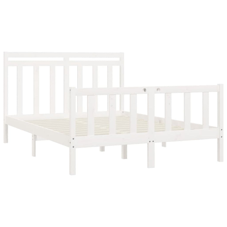 Bedframe massief grenenhout wit 120x200 cm