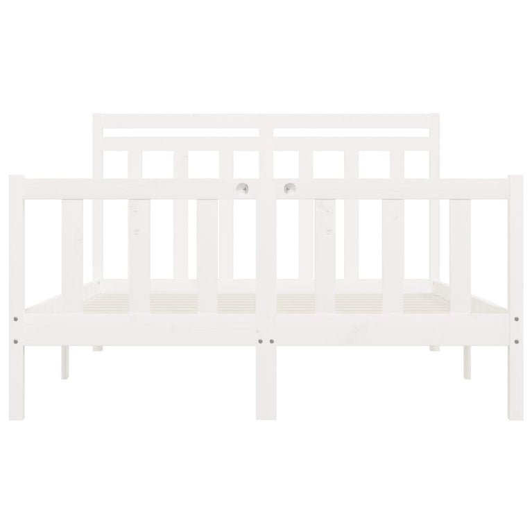 Bedframe massief grenenhout wit 120x200 cm