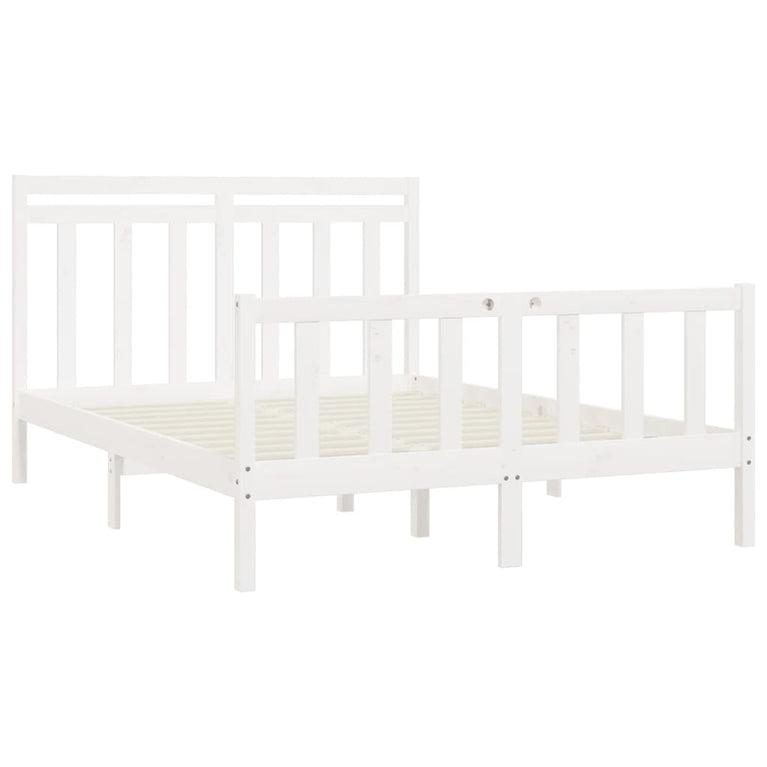 Bedframe massief grenenhout wit 140x200 cm