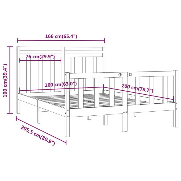 Bedframe massief grenenhout 160x200 cm