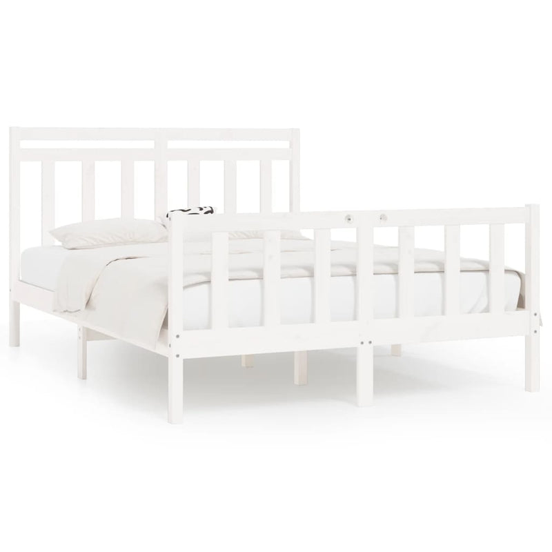 Bedframe massief grenenhout wit 160x200 cm