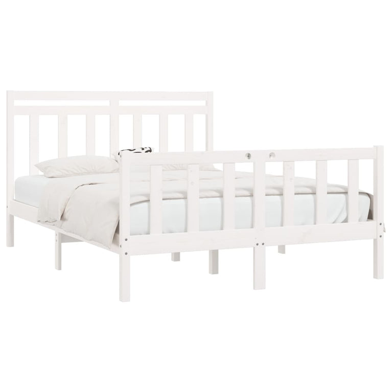 Bedframe massief grenenhout wit 160x200 cm