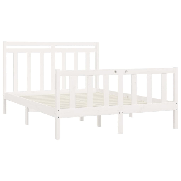 Bedframe massief grenenhout wit 160x200 cm