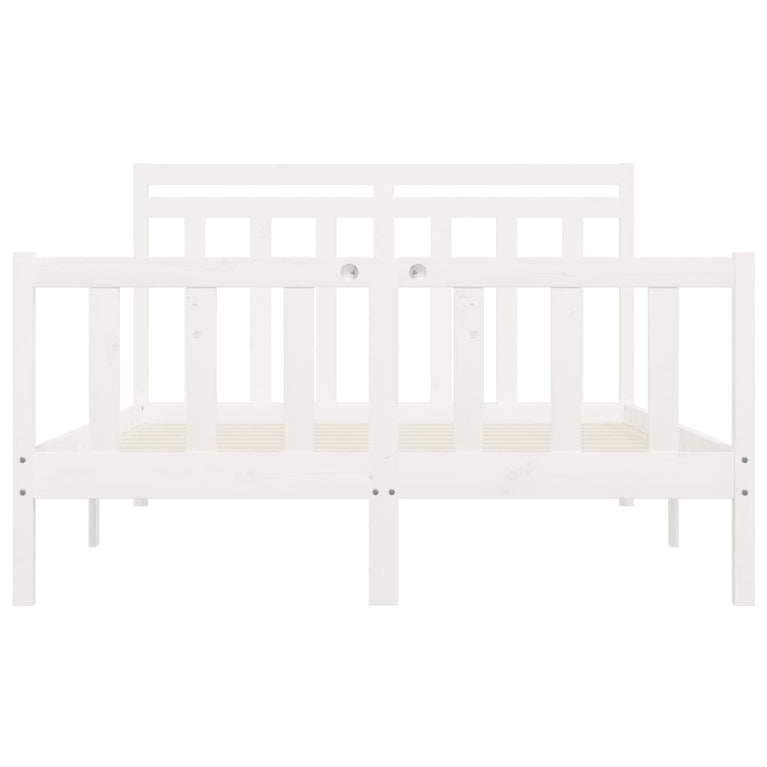 Bedframe massief grenenhout wit 160x200 cm