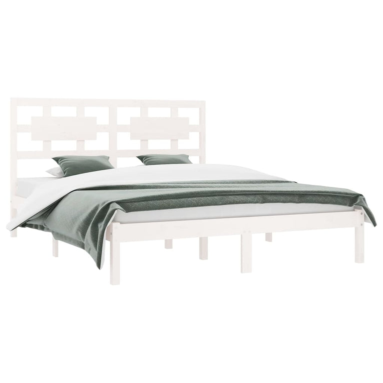 Bedframe massief grenenhout wit 120x200 cm