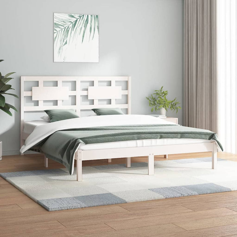 Bedframe massief grenenhout wit 120x200 cm