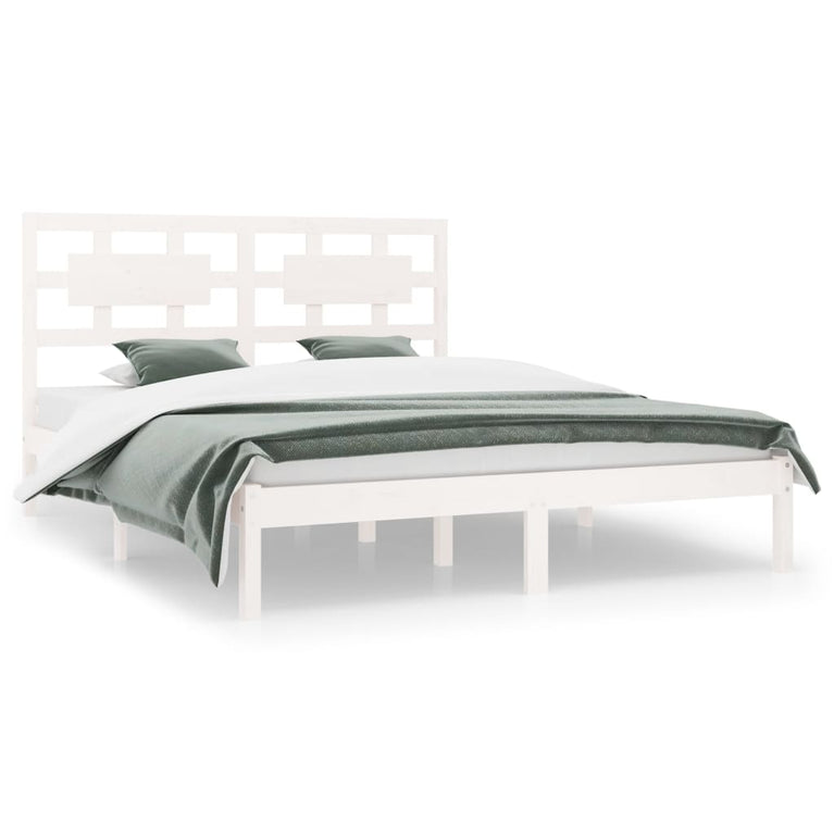 Bedframe massief grenenhout wit 140x200 cm