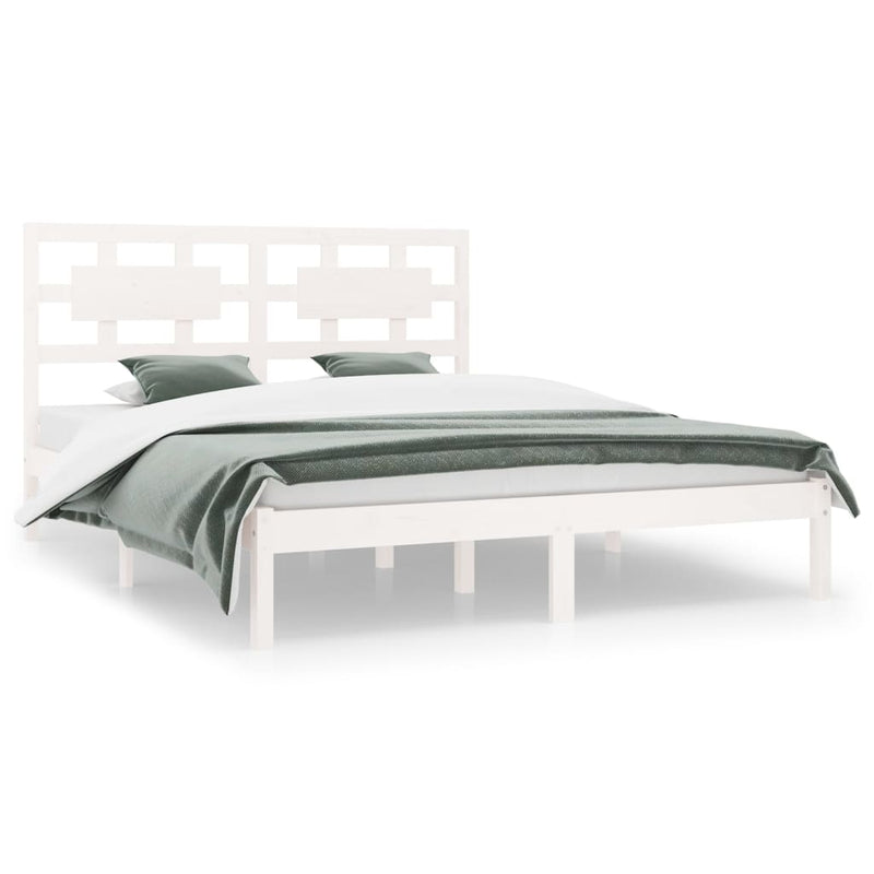 Bedframe massief grenenhout wit 140x200 cm