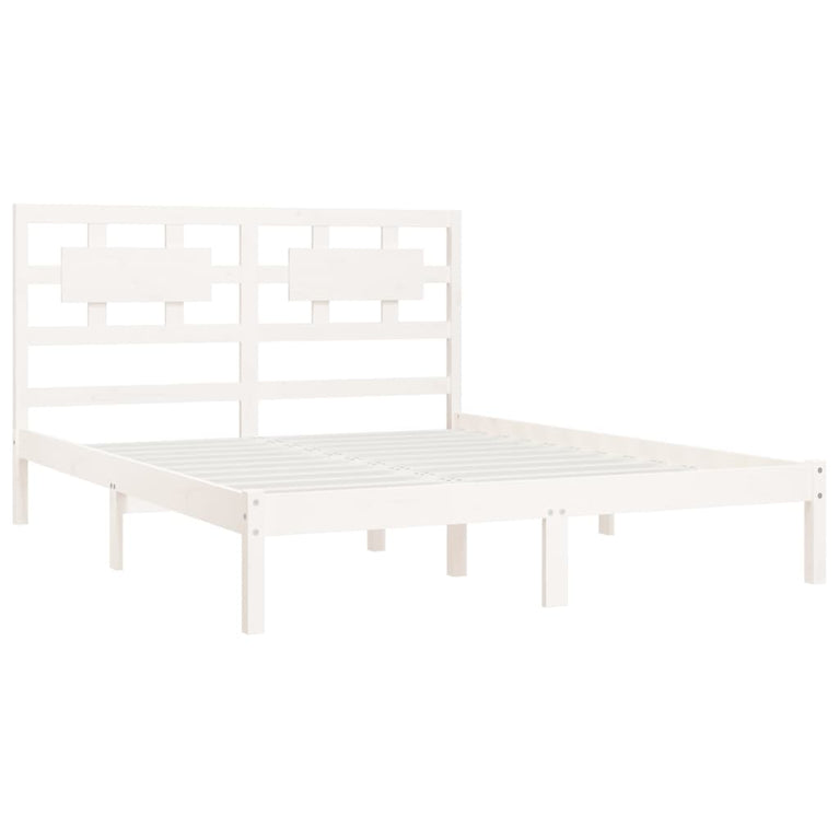 Bedframe massief grenenhout wit 140x200 cm