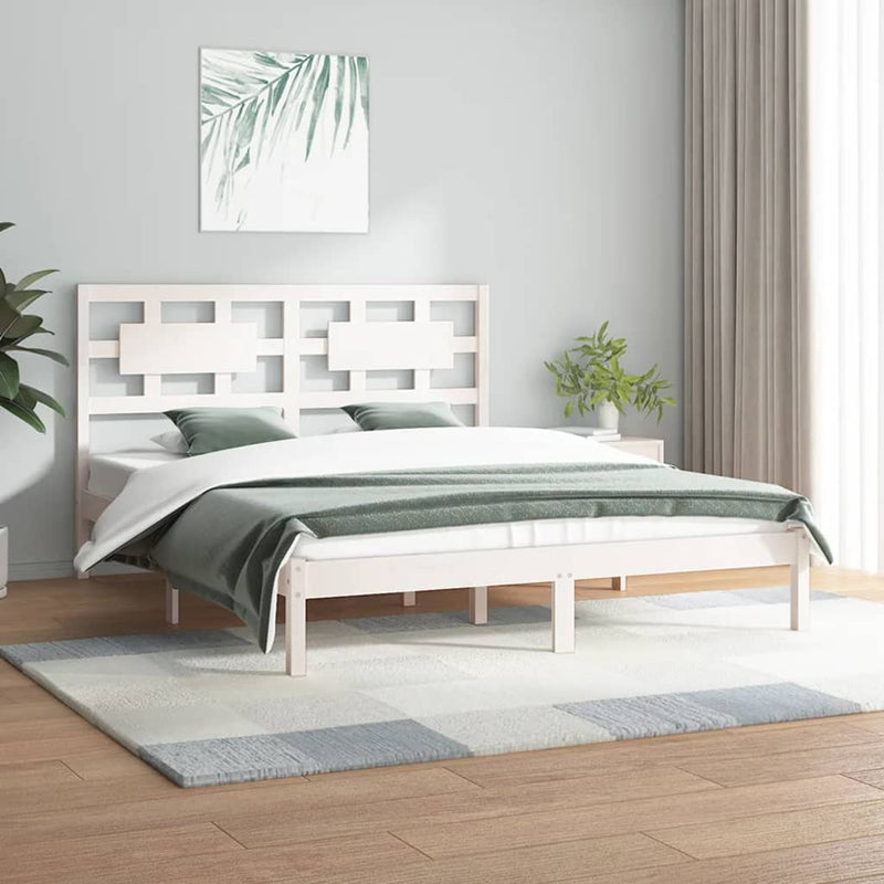 Bedframe massief grenenhout wit 140x200 cm
