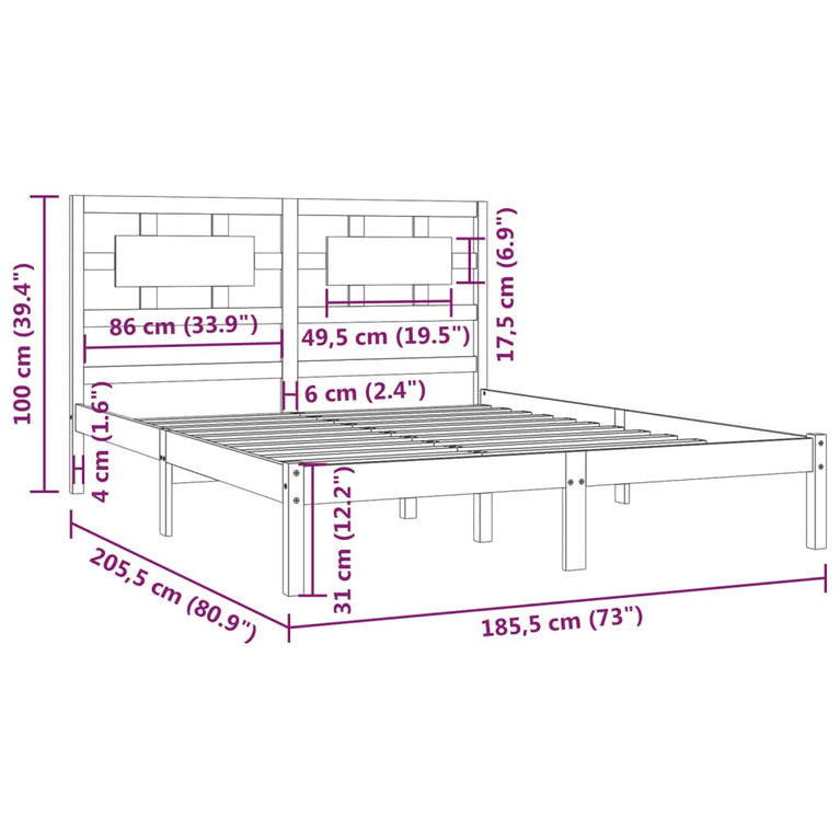 Bedframe massief grenenhout 180x200 cm Super King Size