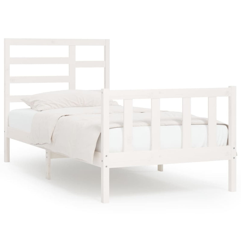 Bedframe massief grenenhout wit 90x200 cm