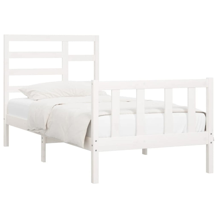 Bedframe massief grenenhout wit 90x200 cm