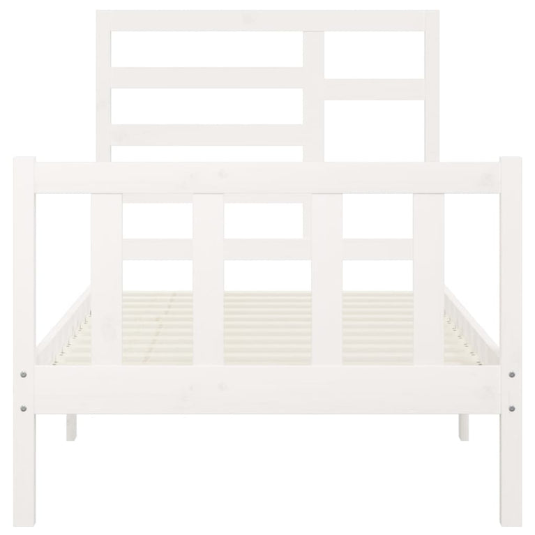Bedframe massief grenenhout wit 90x200 cm