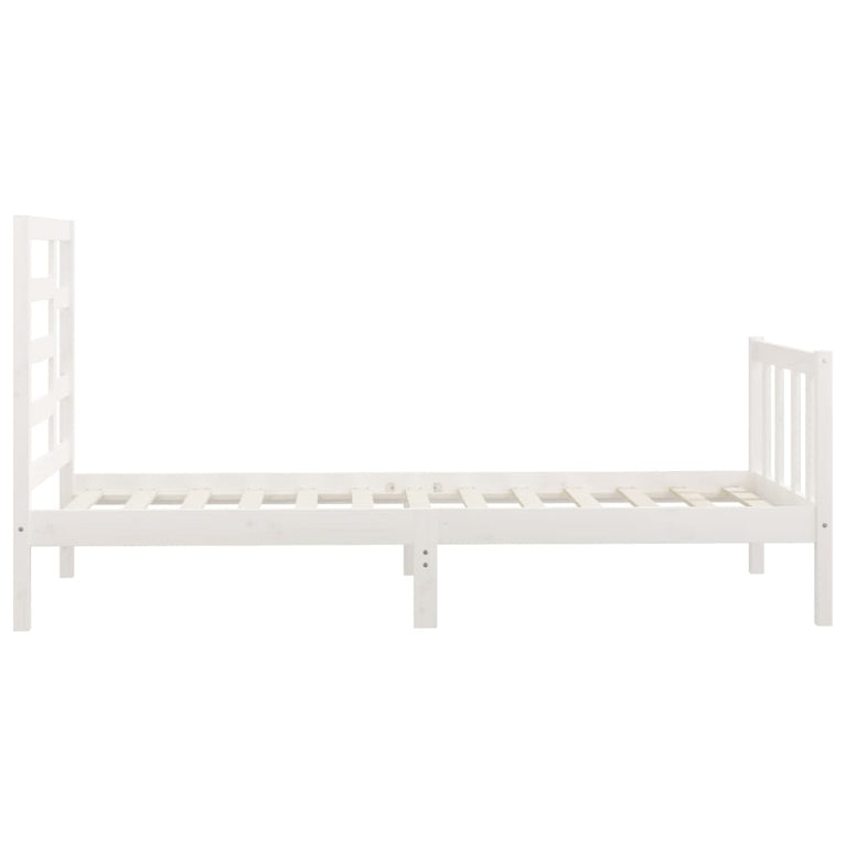 Bedframe massief grenenhout wit 90x200 cm