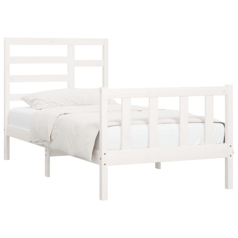 Bedframe massief grenenhout wit 100x200 cm