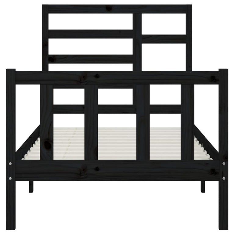 Bedframe massief grenenhout zwart 100x200 cm