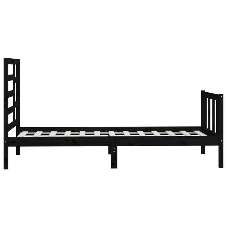 Bedframe massief grenenhout zwart 100x200 cm