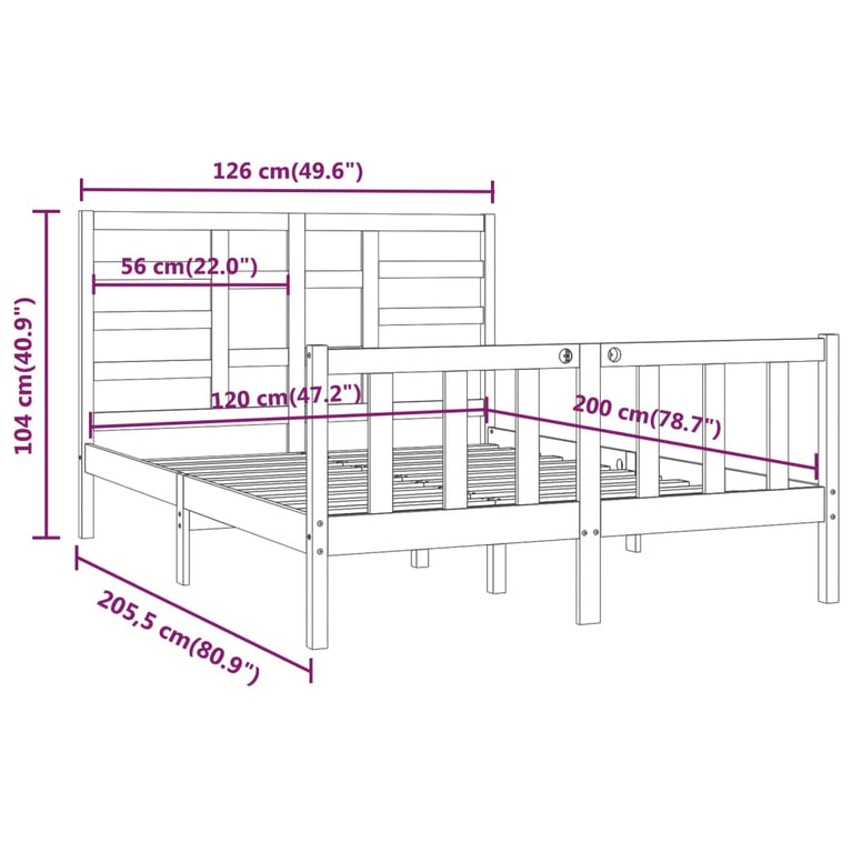 Bedframe massief grenenhout 120x200 cm
