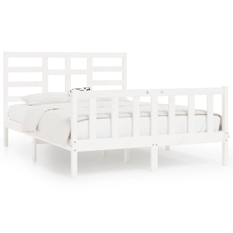 Bedframe massief grenenhout wit 120x200 cm