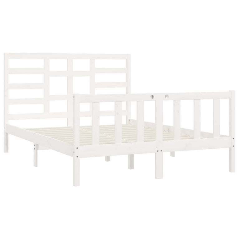 Bedframe massief grenenhout wit 120x200 cm
