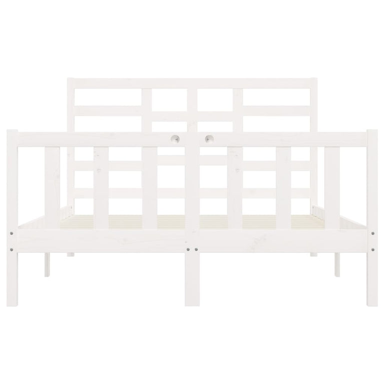 Bedframe massief grenenhout wit 120x200 cm