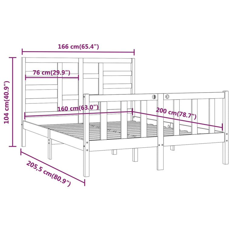 Bedframe massief grenenhout 160x200 cm