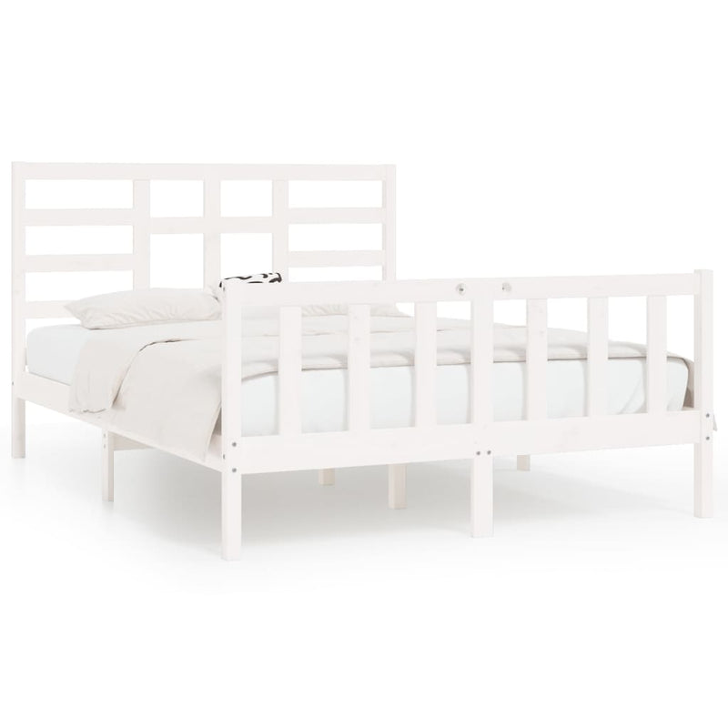 Bedframe massief grenenhout wit 160x200 cm