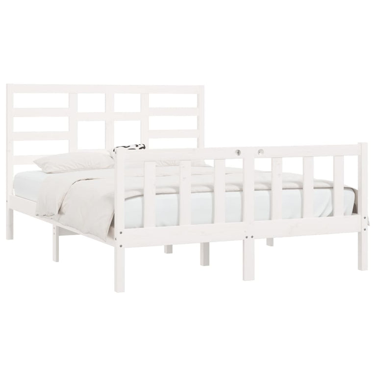 Bedframe massief grenenhout wit 160x200 cm