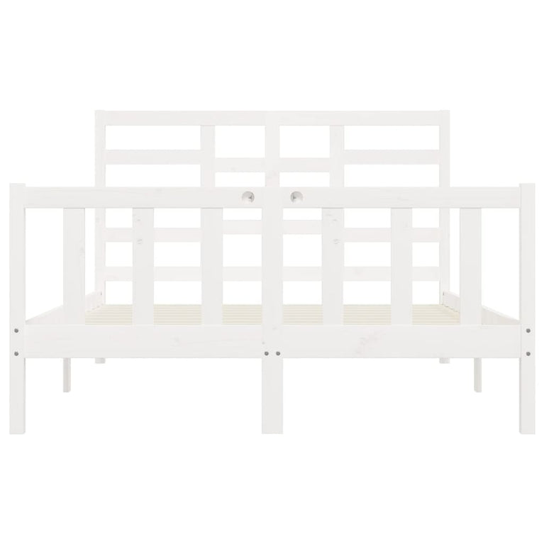 Bedframe massief grenenhout wit 160x200 cm