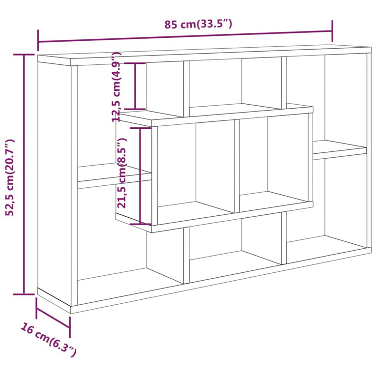 Wandschap 85x16x52,5 cm bewerkt hout betongrijs