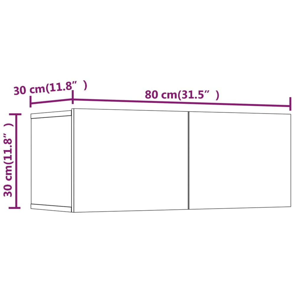 Tv-meubels 2 st 80x30x30 cm bewerkt hout wit MeubelReus