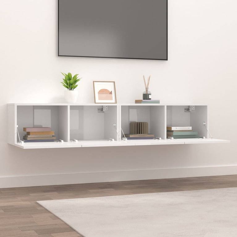 Tv-meubelen 2 st 80x30x30 cm bewerkt hout hoogglans wit MeubelReus