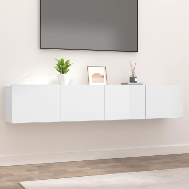 Tv-meubelen 2 st 80x30x30 cm bewerkt hout hoogglans wit MeubelReus