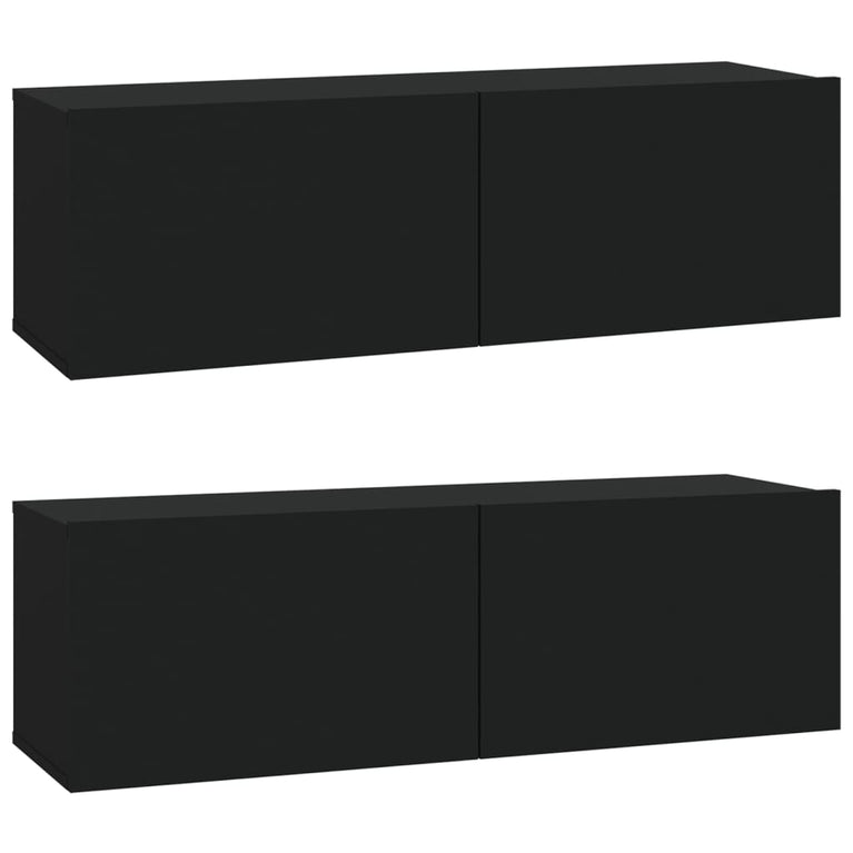 Tv-wandmeubels 2 st 100x30x30 cm bewerkt hout zwart MeubelReus