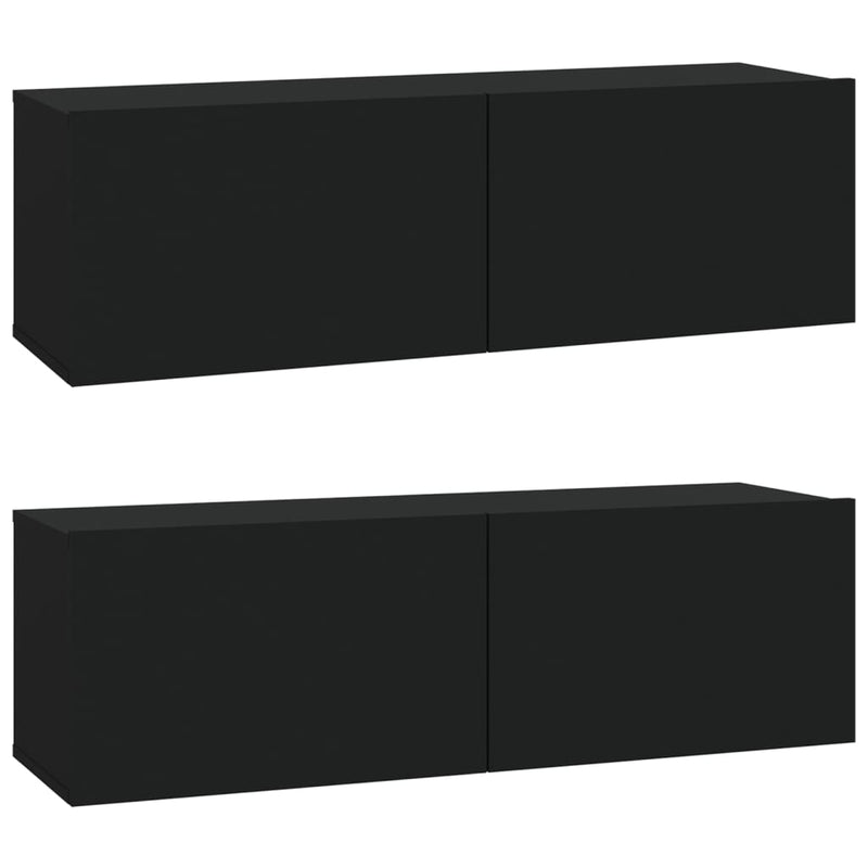 Tv-wandmeubels 2 st 100x30x30 cm bewerkt hout zwart MeubelReus