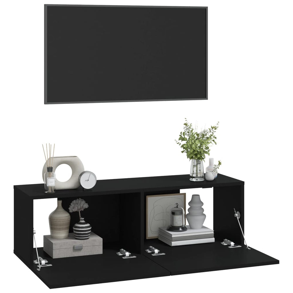 Tv-wandmeubels 2 st 100x30x30 cm bewerkt hout zwart MeubelReus