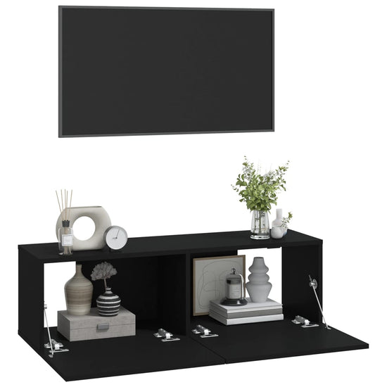 Tv-wandmeubels 2 st 100x30x30 cm bewerkt hout zwart MeubelReus