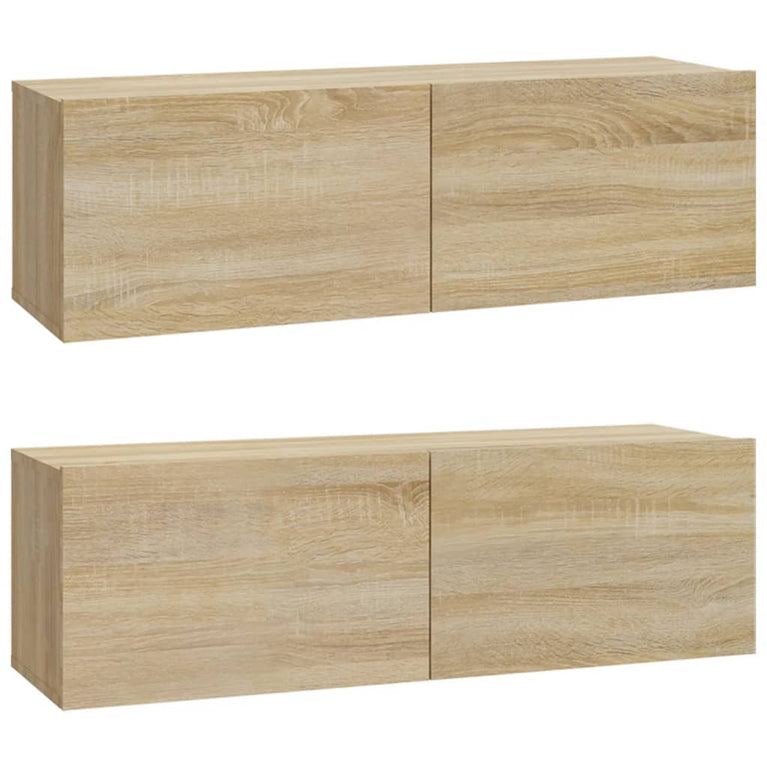 Tv-meubelen 2 st wandgemonteerd 100x30x30 cm hout sonoma eiken