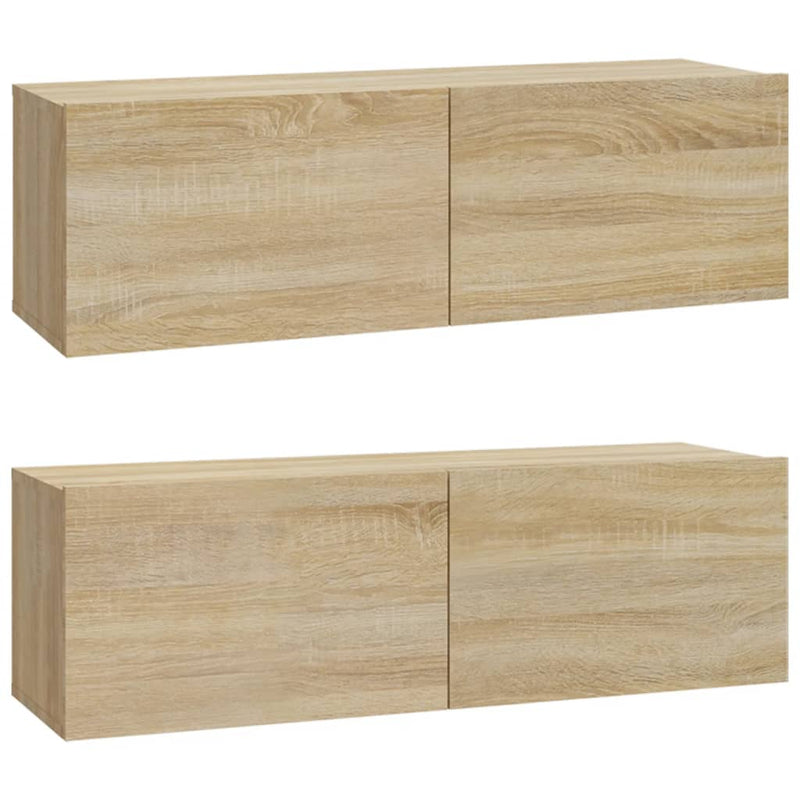 Tv-meubelen 2 st wandgemonteerd 100x30x30 cm hout sonoma eiken