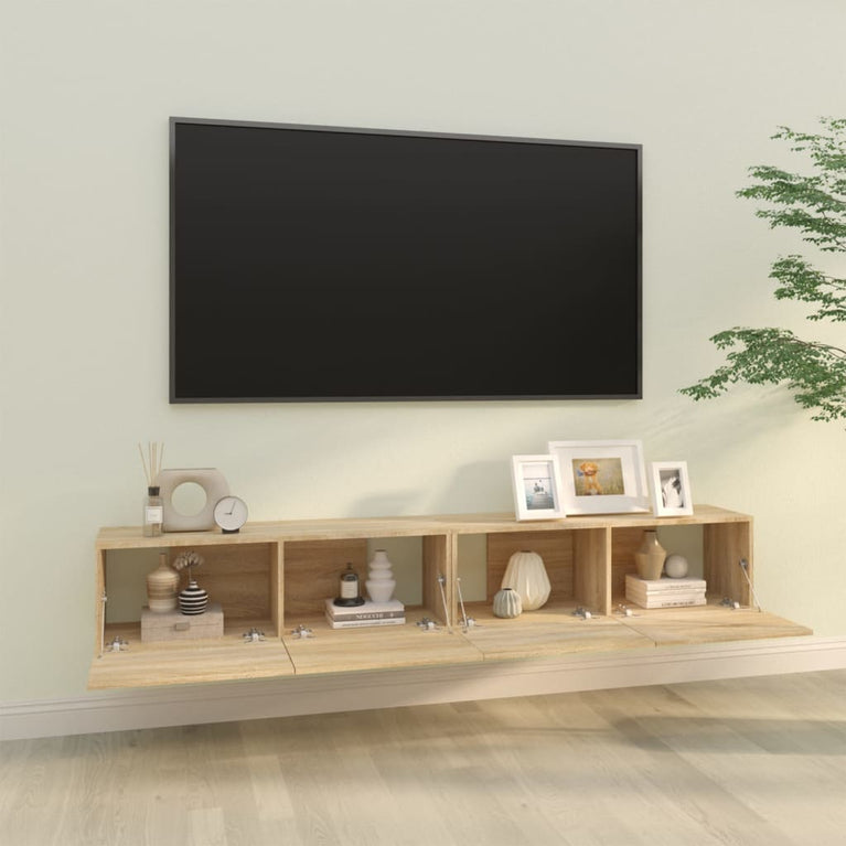 Tv-meubelen 2 st wandgemonteerd 100x30x30 cm hout sonoma eiken