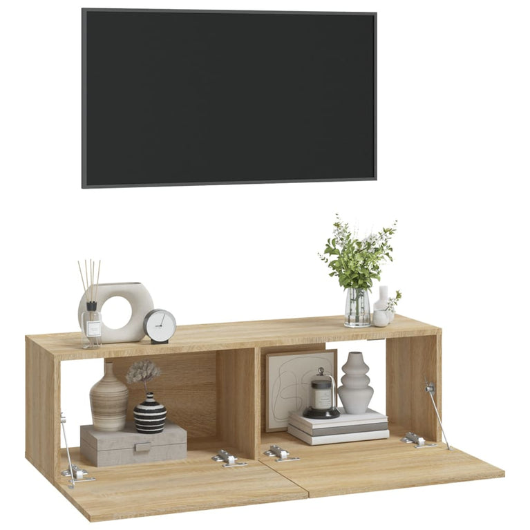 Tv-meubelen 2 st wandgemonteerd 100x30x30 cm hout sonoma eiken