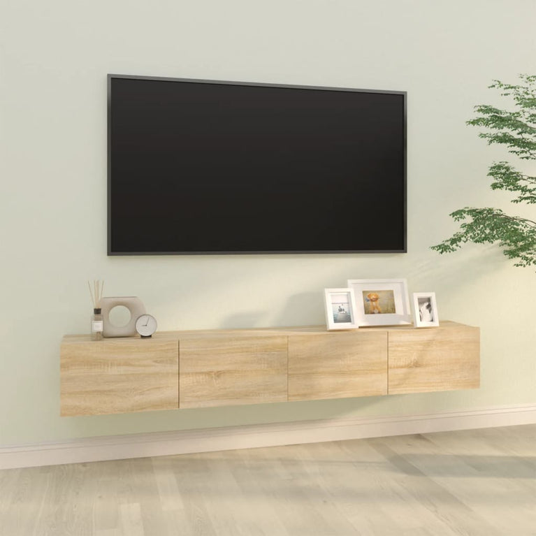 Tv-meubelen 2 st wandgemonteerd 100x30x30 cm hout sonoma eiken