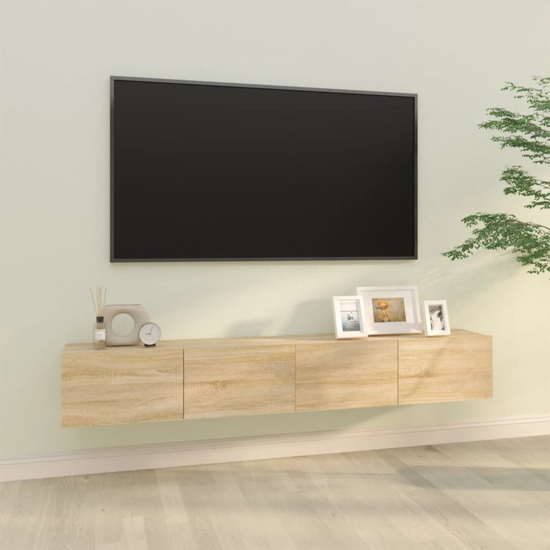 Tv-meubelen 2 st wandgemonteerd 100x30x30 cm hout sonoma eiken
