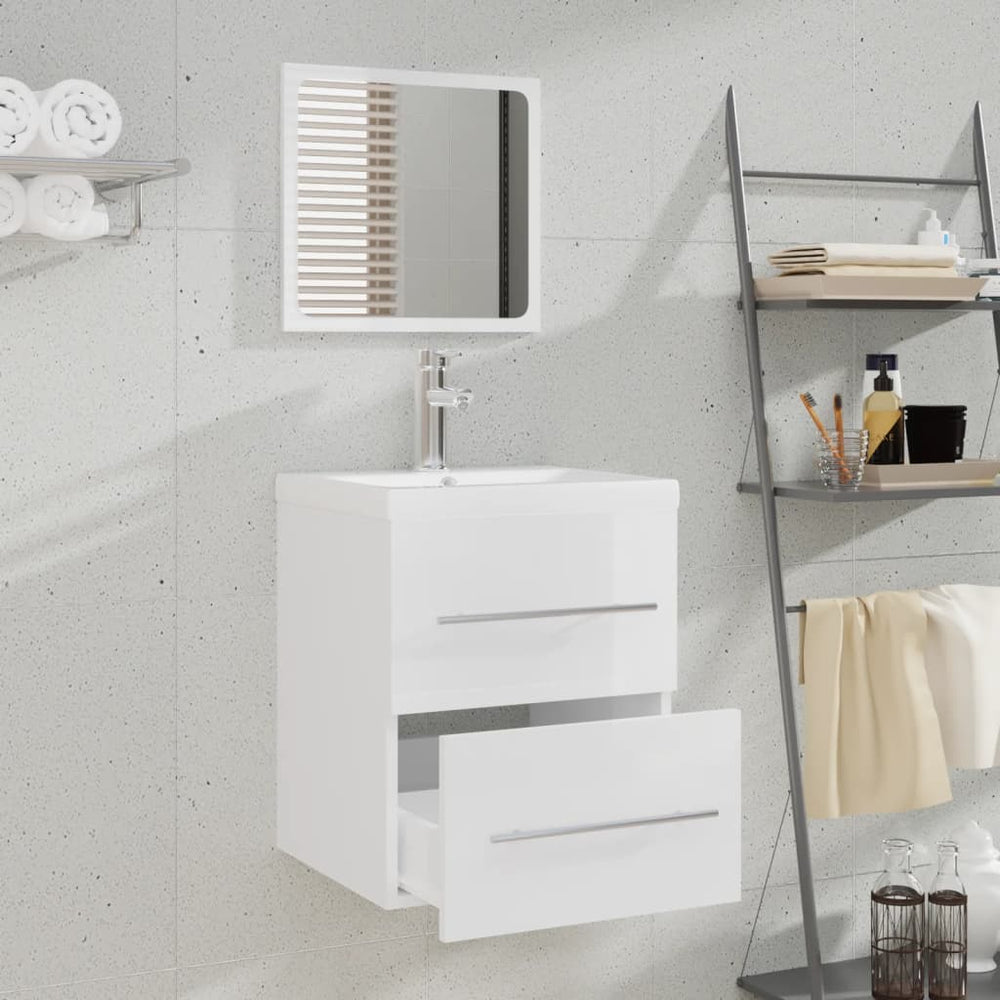 Badkamerkast met spiegel 41x38,5x48 cm hoogglans wit MeubelReus