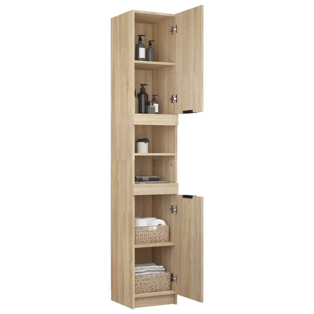 Badkamerkast 32x34x188,5 cm bewerkt hout sonoma eikenkleurig MeubelReus